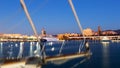 Seaside part of Malaga from port in twilight Royalty Free Stock Photo