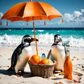 Seaside Penguin Gathering Royalty Free Stock Photo