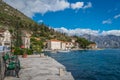 Seaside in Perast town in Montenegro Royalty Free Stock Photo