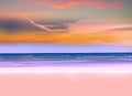 Pink yellow sunset clouds at  sky and blue sea water beach ,nature landscape beautiful white sand and   cloudy fluffy o Royalty Free Stock Photo