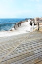 Seaside plank road with deck Royalty Free Stock Photo