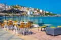 Seaside promenade at Greek town Sitia Royalty Free Stock Photo