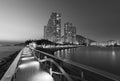 High rise residential building in Hong Kong city at dusk Royalty Free Stock Photo