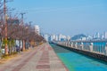 Seaside promenade in Mokpo with a dancing fountain, Republic of Korea