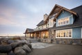 seaside residence with weathered woodshingle exterior Royalty Free Stock Photo