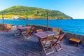 Seaside restaurant at Porto Pim neighborhood of Horta, Portugal