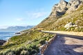 Seaside road at sunset Boland Mountain Complex, Western Cape Royalty Free Stock Photo