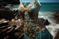 seaside seduction luxuury woman swim suit illustration generative ai