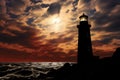 Seaside sentry Lighthouses silhouette casts an enchanting seaside spell