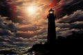 Seaside sentry Lighthouses silhouette casts an enchanting seaside spell