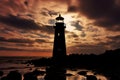 Seaside sentry Lighthouses silhouette casts an enchanting seaside spell