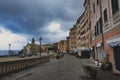 Seaside street in city of Camogli, Ligury Italy