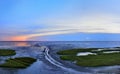 Seaside sunset with colorful cloud