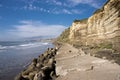 Seaside tetrapots and cliff Royalty Free Stock Photo