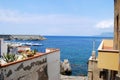 Seaside town Scilla. Mediterranean Tyrrhenian sea coast. Port. Strait of Messina. Calabria, Italy. July 2019 Royalty Free Stock Photo