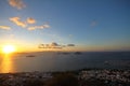 Seaside town of Turgutreis and spectacular sunsets. aerial view of islands and sea