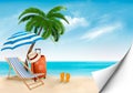 Seaside vacation vector. Travel items