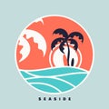 Seaside. Vector stylish graphic tee design, print, illustration Royalty Free Stock Photo