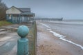 A seaside view of Rhyl, Wales, beach and pier, serene and nostalgic Royalty Free Stock Photo