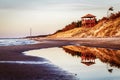 Seaside viewtower at sunset Royalty Free Stock Photo