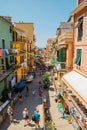 Seaside village Manarola, Colorful buildings and street in Cinque Terre, Italy