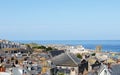 Seaside Village of St. Ives, Cornwall, UK. View over old town with typical houses in afternoon summer sunshine.