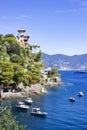 Seaside villas near Portofino in Italy Royalty Free Stock Photo