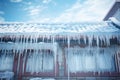 Sky icicle white nature cold frost winter water blue ice weather background snow Royalty Free Stock Photo
