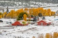 Season changing, first snow and autumn trees Royalty Free Stock Photo