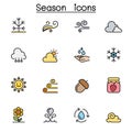 Season , Climate & Weather color line icon set