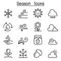 Season , Climate & Weather icon set in thin line style