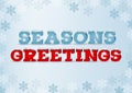 Season greeting inscription in 3d style on blue background with snowflakes. Winter phrase with snow cap text effect.