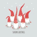 Season Greetings, Christmas card, cute little Gnomes