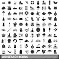 100 season icons set, simple style Royalty Free Stock Photo