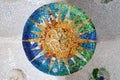 Season mosaic at sala Hipostila in Park Guell