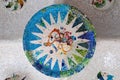 Season mosaic at sala Hipostila in Park Guell