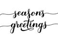 SeasonÃ¢â¬â¢s Greetings calligraphy hand lettering with shadow on red background. Merry Christmas and Happy New Year typography Royalty Free Stock Photo