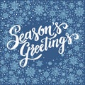 Season`s Greetings, christmas background with snowflake frame, winter wreath Royalty Free Stock Photo