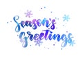 Season`s greetings holiday lettering
