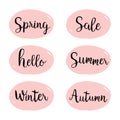 Season Sale hand drawn labels set. Royalty Free Stock Photo