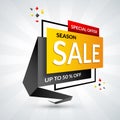 Season sale, special offer banner. Discount template.