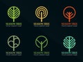 Season Tree Circle line logo vector illustration set design Royalty Free Stock Photo