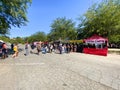 Seasonal adventures pumpkin patch festival. Food stand and rides for families, San Diego