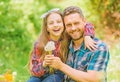 Seasonal allergies concept. Outgrow allergies. Happy family vacation. Father and little girl enjoy summertime. Dad and Royalty Free Stock Photo