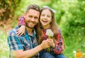Seasonal allergies concept. Outgrow allergies. Happy family vacation. Father and little girl enjoy summertime. Dad and Royalty Free Stock Photo