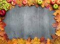 Seasonal autumn background. Frame of colorful maple leaves. Royalty Free Stock Photo