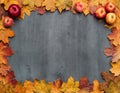 Seasonal autumn background. Frame of colorful maple leaves. Royalty Free Stock Photo