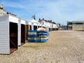 Seasonal beach huts, Weymouth, Dorset, UK