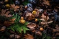 seasonal changes in nature, with a macro shot of the forest floor and its intricate details