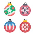 Seasonal Christmas Ornament Icon Set of 4